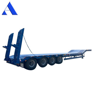 12489 x 2480 x 1530 mm 2/3 assi di acciaio al carbonio estensibile Lowboy Flatbed Semi Truck Trailer per carico massimo 20-100 Ton