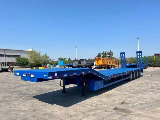 12489 x 2480 x 1530 mm 2/3 assi di acciaio al carbonio estensibile Lowboy Flatbed Semi Truck Trailer per carico massimo 20-100 Ton