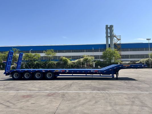 12489 x 2480 x 1530 mm 2/3 assi di acciaio al carbonio estensibile Lowboy Flatbed Semi Truck Trailer per carico massimo 20-100 Ton