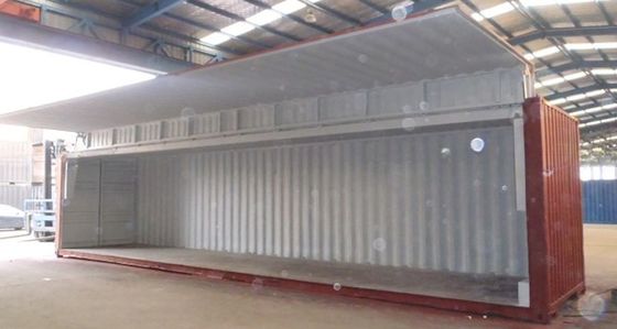 Container di trasporto a vela a 40 piedi con porta laterale aperta con piastra CSC a cilindro idraulico elettrico e capacità di 76,4 CBM