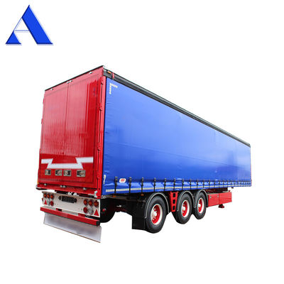 11R22.5 Pneumatico 3 asse PVC tenda laterale contenitore di trasporto Shandong 40ft Van Box Semi-remorco con attrezzatura di atterraggio standard 28Ton