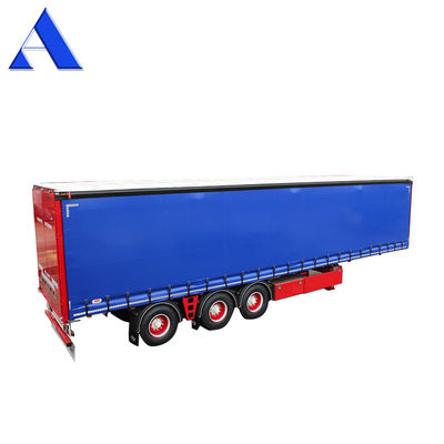11R22.5 Pneumatico 3 asse PVC tenda laterale contenitore di trasporto Shandong 40ft Van Box Semi-remorco con attrezzatura di atterraggio standard 28Ton