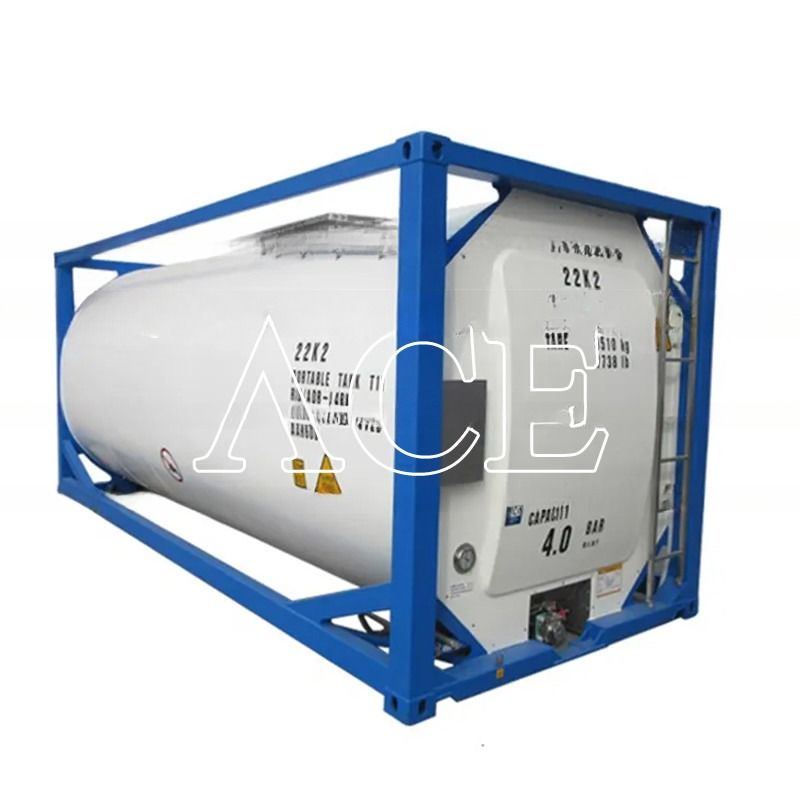 Contenitore di serbatoio ISO da 20 piedi 26000 litri con pressione 4.0/6.0Mpa e 316L/SAN50028-7/WNr 1.4402/1.4404 Materiale del serbatoio