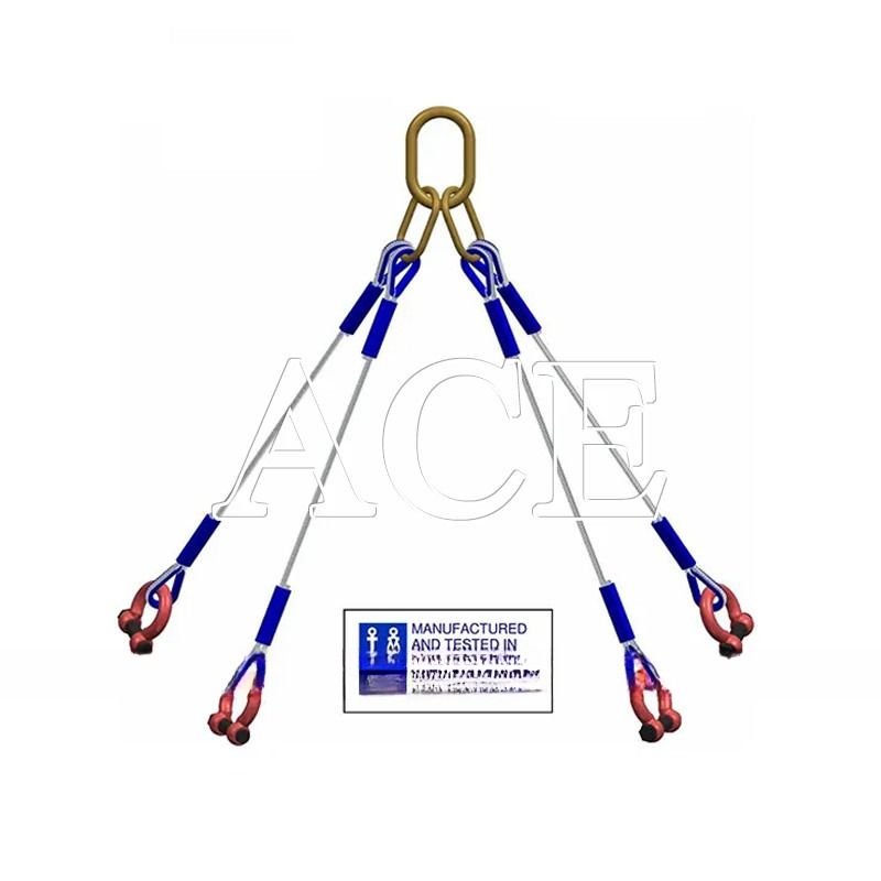 Capacità di sollevamento di 10 tonnellate Cavo galvanizzato a fusoliera 4 zampe Contenitore offshore Acciaio rivestito Fusoliera a fusoliera Sling DNV 2.7-1 Standard