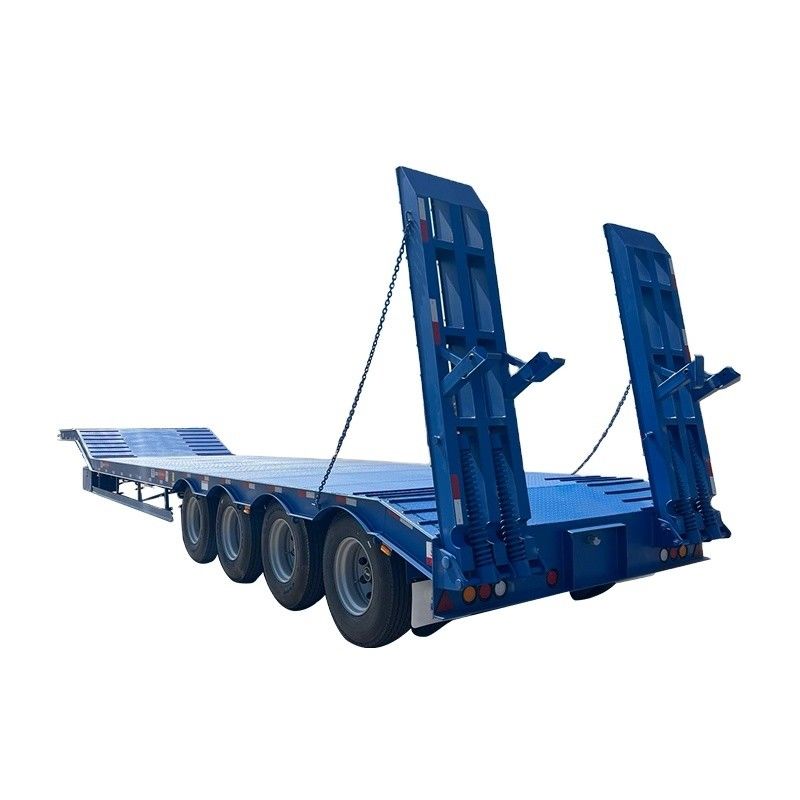 12489 x 2480 x 1530 mm 2/3 assi di acciaio al carbonio estensibile Lowboy Flatbed Semi Truck Trailer per carico massimo 20-100 Ton