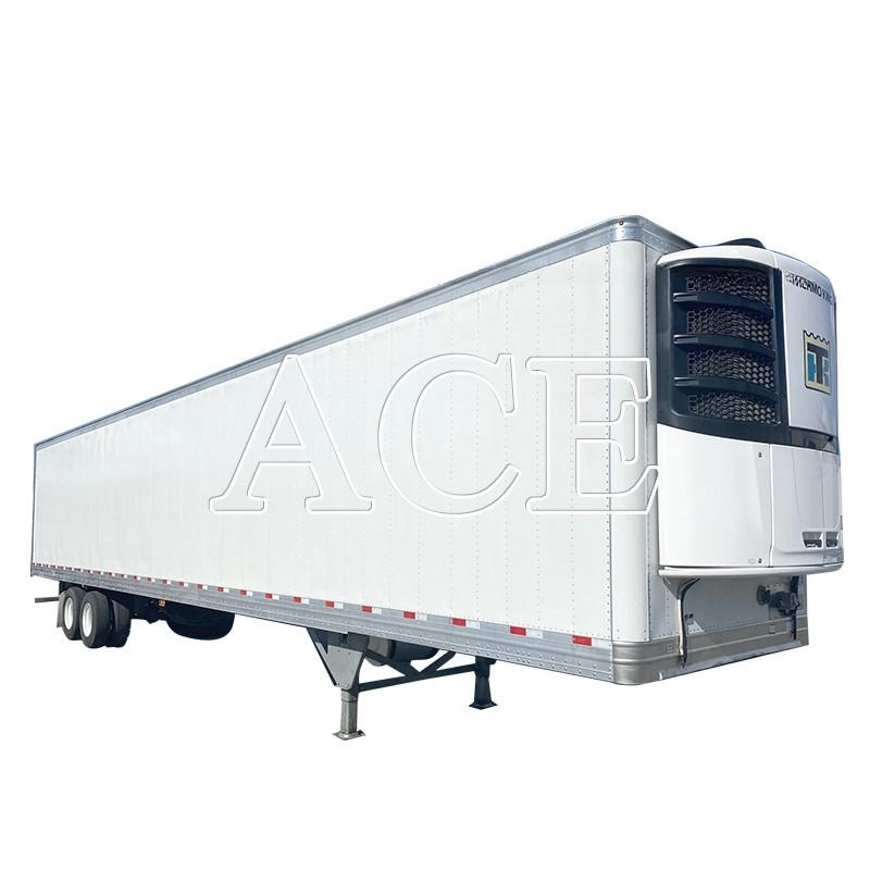 Camion semiretreno 2 assi 8 ruote 40 piedi 48 piedi 53 piedi piano 12R22.5 pneumatico isolato Van Reefer acciaio materiale di ferro TS16949 certificato
